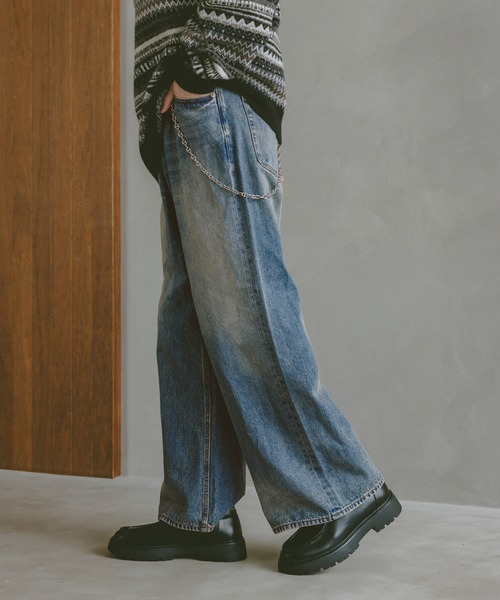 RAGEBLUE（レイジブルー）の「12oz/ヴィンテージライクバギーデニムワイドフレアパンツ（デニムパンツ・メンズ・ネイビー/ブラック/ライトブルー/グレー・SMALL/MEDIUM/LARGE）」の21枚目の写真