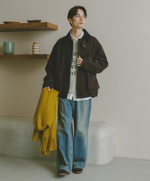 12oz/ヴィンテージライクバギーデニムワイドフレアパンツ（デニム