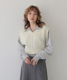 【CLEIO】スパンコールミックスニットベスト SEQUIN MIX KNIT VEST/986-13613