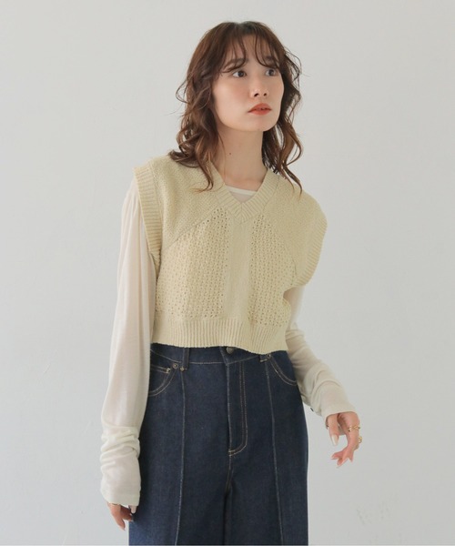 CLEIO(クレイオ)の「【CLEIO】スパンコールミックスニットベスト SEQUIN MIX KNIT VEST/986-13613(ベスト・レディース・レモンイエロー/ブラック/アイボリー・FREE)」の11枚目の写真