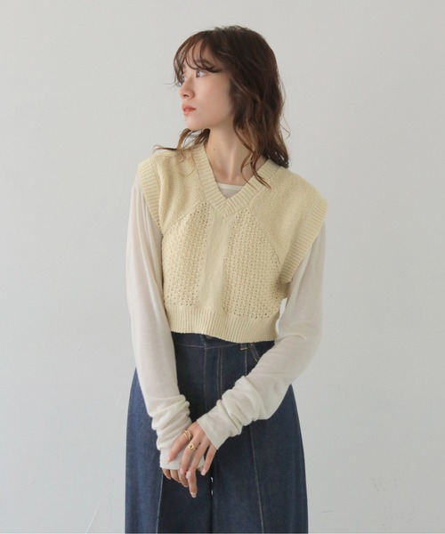 CLEIO(クレイオ)の「【CLEIO】スパンコールミックスニットベスト SEQUIN MIX KNIT VEST/986-13613(ベスト・レディース・レモンイエロー/ブラック/アイボリー・FREE)」の12枚目の写真