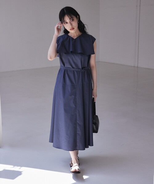 qualite(カリテ)の「レイヤードフレアワンピース 夏服 オフィスカジュアル フリル(ワンピース・レディース・キャメル・38)」の3枚目の写真
