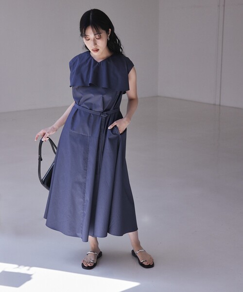 qualite(カリテ)の「レイヤードフレアワンピース 夏服 オフィスカジュアル フリル(ワンピース・レディース・キャメル・38)」の5枚目の写真