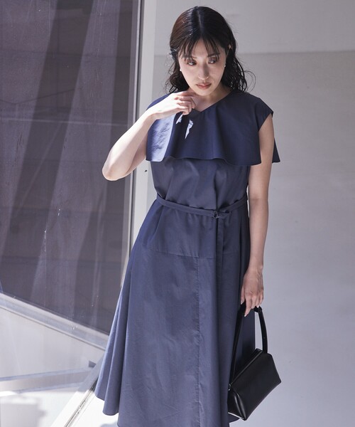 qualite(カリテ)の「レイヤードフレアワンピース 夏服 オフィスカジュアル フリル(ワンピース・レディース・キャメル・38)」の6枚目の写真
