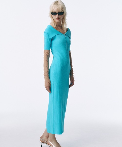 JOSE MOON(ジョゼムーン)の「OFFSHOULDER NARROW KNIT DRESS/オフショルダーナローニットドレス(ワンピース・レディース・レッド/チャコールグレー/ブルー・FREE)」の17枚目の写真