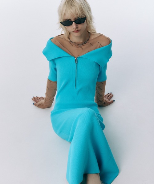 セール】OFFSHOULDER NARROW KNIT DRESS/オフショルダーナローニット