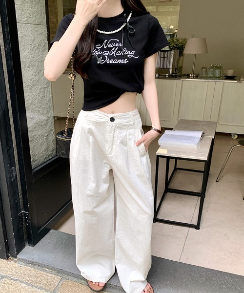 Riff（リフ）の「パールリボン付き半袖ロゴTシャツ（Tシャツ/カットソー・レディース・ブラック/アイボリー・M）」の12枚目の写真
