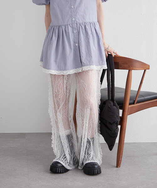 vintage ホワイト レース パンツ 80s 90s vintage like lace pants / ivory[FREE or LONG] | wee9s