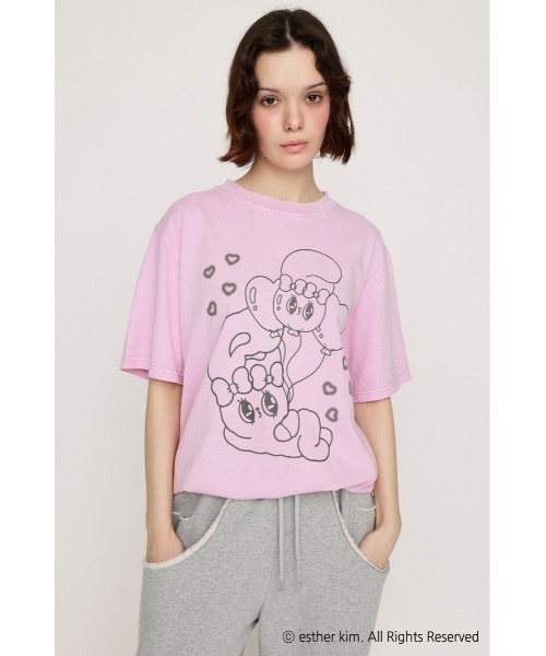 SLY(スライ)の「Esther Bunny x SLY LOOSE T/SH エスターバニー スライ ルーズ Tシャツ 夏服 半袖(Tシャツ/カットソー・レディース・ライトブラック/ホワイト/ピンク・FREE)」の16枚目の写真