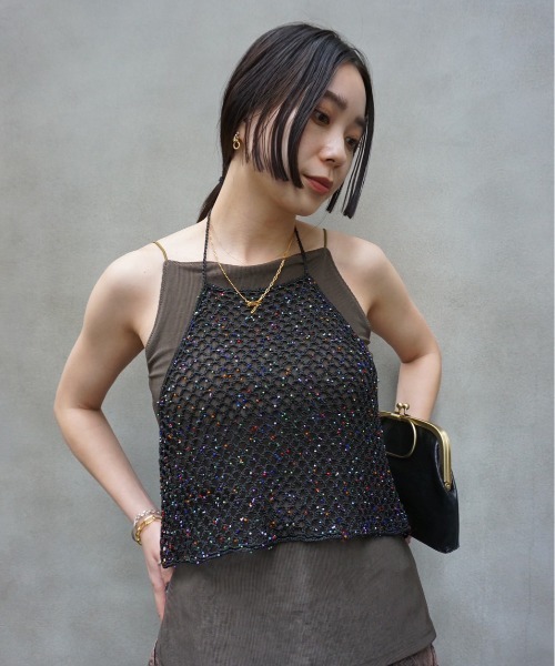 【Ameri VINTAGE】キャミソール セール】MEDI HALTER NECK KNIT ACCESSORY（キャミソール