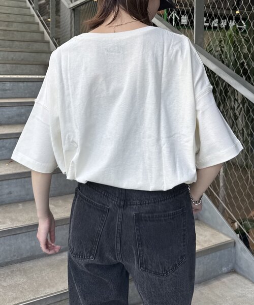 CIAOPANIC TYPY(チャオパニックティピー)の「USAコットン切替プリントTee(Tシャツ/カットソー・レディース・ネイビー/ピンク/ブラウン/ホワイト/チャコールグレー・ONE SIZE)」の15枚目の写真