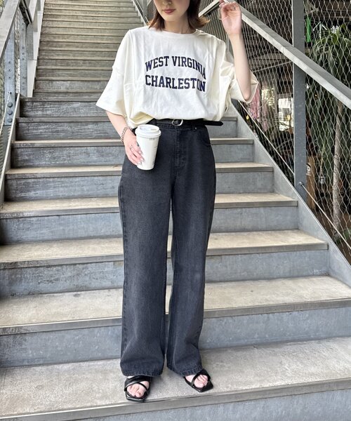 CIAOPANIC TYPY(チャオパニックティピー)の「USAコットン切替プリントTee(Tシャツ/カットソー・レディース・ネイビー/ピンク/ブラウン/ホワイト/チャコールグレー・ONE SIZE)」の16枚目の写真