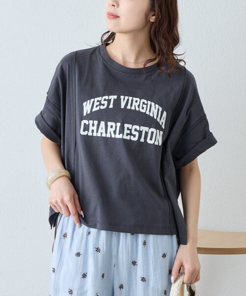 CIAOPANIC TYPY(チャオパニックティピー)の「USAコットン切替プリントTee(Tシャツ/カットソー・レディース・ネイビー/ピンク/ブラウン/ホワイト/チャコールグレー・ONE SIZE)」の20枚目の写真