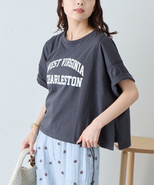 CIAOPANIC TYPY(チャオパニックティピー)の「USAコットン切替プリントTee(Tシャツ/カットソー・レディース・ネイビー/ピンク/ブラウン/ホワイト/チャコールグレー・ONE SIZE)」の21枚目の写真