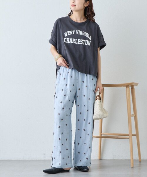 CIAOPANIC TYPY(チャオパニックティピー)の「USAコットン切替プリントTee(Tシャツ/カットソー・レディース・ネイビー/ピンク/ブラウン/ホワイト/チャコールグレー・ONE SIZE)」の22枚目の写真