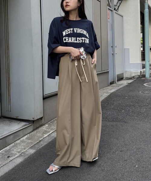 CIAOPANIC TYPY（チャオパニックティピー）の「USAコットン切替プリントTee（Tシャツ/カットソー・レディース・ネイビー/ピンク/ブラウン/ホワイト/チャコールグレー・ONE SIZE）」の16枚目の写真