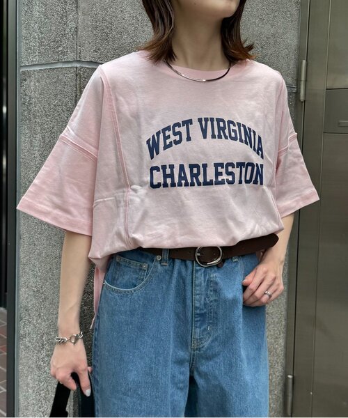 CIAOPANIC TYPY（チャオパニックティピー）の「USAコットン切替プリントTee（Tシャツ/カットソー・レディース・ネイビー/ピンク/ブラウン/ホワイト/チャコールグレー・ONE SIZE）」の22枚目の写真