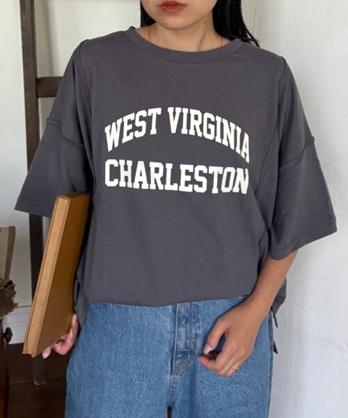 CIAOPANIC TYPY(チャオパニックティピー)の「USAコットン切替プリントTee(Tシャツ/カットソー・レディース・ネイビー/ピンク/ブラウン/ホワイト/チャコールグレー・ONE SIZE)」の9枚目の写真