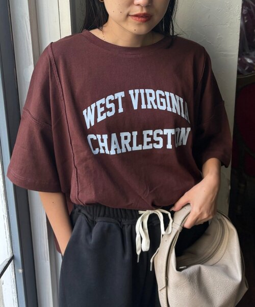 CIAOPANIC TYPY(チャオパニックティピー)の「USAコットン切替プリントTee(Tシャツ/カットソー・レディース・ネイビー/ピンク/ブラウン/ホワイト/チャコールグレー・ONE SIZE)」の12枚目の写真