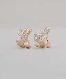 ◆金属アレルギー対応◆◆made in japan◆【痛くない】【落ちにくい】【ストレスフリーな着け心地】ビジューリーフ ミニループフィットイヤリング