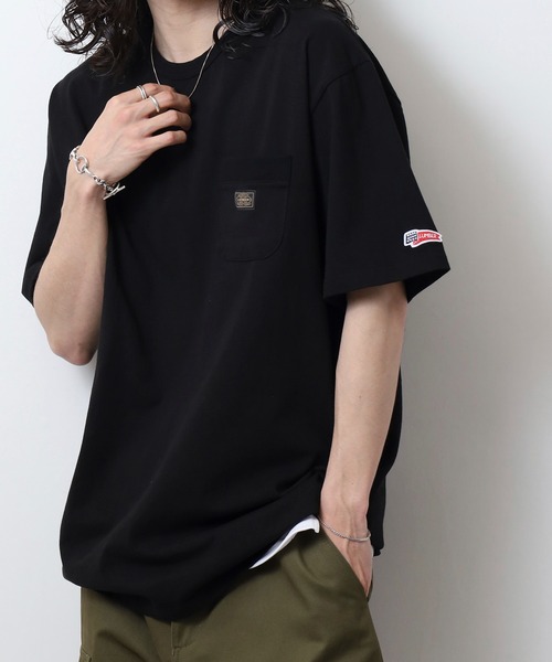 LUMBER(ランバー)の「無地ポケットTシャツ(Tシャツ/カットソー・メンズ・ホワイト/ブラック/ウッド/スモークピンク/カーキ/ナチュラル・M/L/XL)」の2枚目の写真