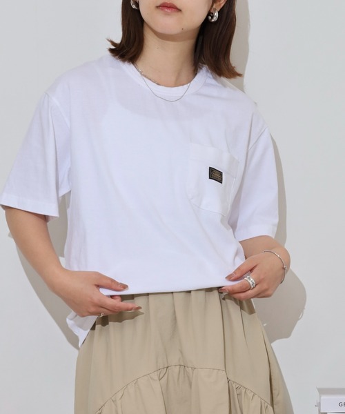 LUMBER(ランバー)の「無地ポケットTシャツ(Tシャツ/カットソー・メンズ・ホワイト/ブラック/ウッド/スモークピンク/カーキ/ナチュラル・M/L/XL)」の8枚目の写真