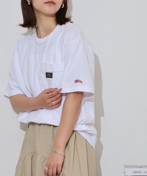 LUMBER(ランバー)の「無地ポケットTシャツ(Tシャツ/カットソー・メンズ・ホワイト/ブラック/ウッド/スモークピンク/カーキ/ナチュラル・M/L/XL)」の9枚目の写真