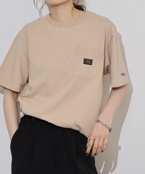 LUMBER(ランバー)の「無地ポケットTシャツ(Tシャツ/カットソー・メンズ・ホワイト/ブラック/ウッド/スモークピンク/カーキ/ナチュラル・M/L/XL)」の20枚目の写真