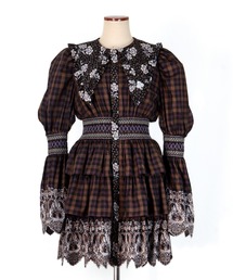 L.H.P（エルエイチピー）の「rurumu:/ルルムウ/burn the rabbit lace check mini dress（ワンピース）」