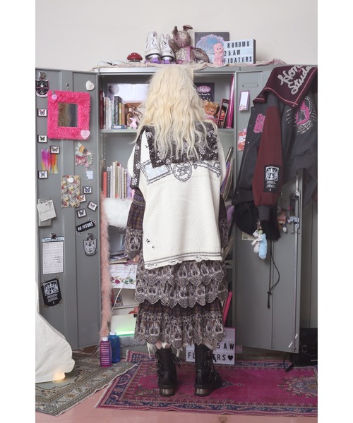 rurumu:(ルルムウ)の「rurumu:/ルルムウ/burn the rabbit lace check mini dress(ワンピース・レディース・ダークブラウン/サックスブルー・FREE)」の4枚目の写真