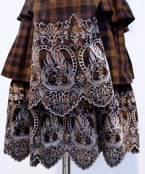 rurumu:(ルルムウ)の「rurumu:/ルルムウ/burn the rabbit lace check mini dress(ワンピース・レディース・ダークブラウン/サックスブルー・FREE)」の19枚目の写真
