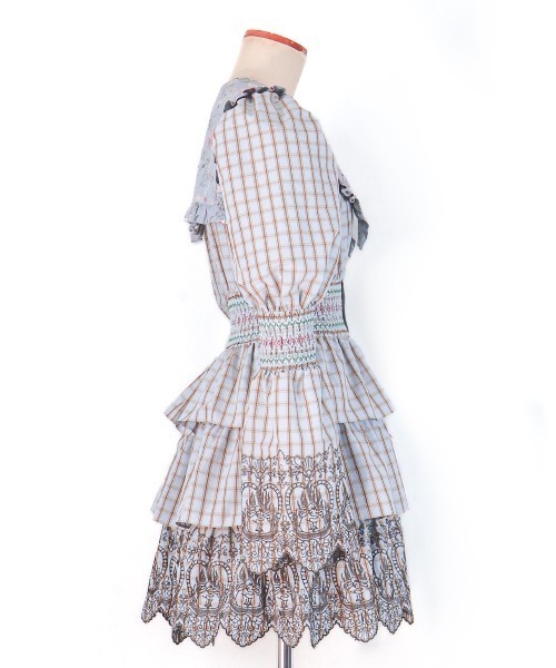 rurumu:(ルルムウ)の「rurumu:/ルルムウ/burn the rabbit lace check mini dress(ワンピース・レディース・ダークブラウン/サックスブルー・FREE)」の21枚目の写真