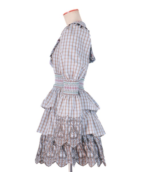rurumu:(ルルムウ)の「rurumu:/ルルムウ/burn the rabbit lace check mini dress(ワンピース・レディース・ダークブラウン/サックスブルー・FREE)」の22枚目の写真