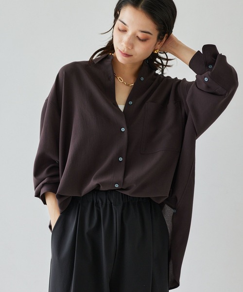 BARNYARDSTORM（バンヤードストーム）の「BARNYARDSTORM / ポプリンオーバーブラウス / ハンドウォッシャブル（シャツ/ブラウス・レディース・ブラウン/ピンク/チャコールグレー/ブルー/ライトベージュ/キャメル/ホワイト/ブラック・FREE）」の4枚目の写真