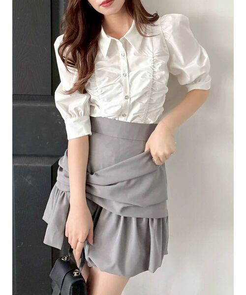 dazzlin(ダズリン)の「タックスリーブギャザーシャツ(シャツ/ブラウス・レディース・イエロー/ブルー/オフホワイト・FREE)」の9枚目の写真