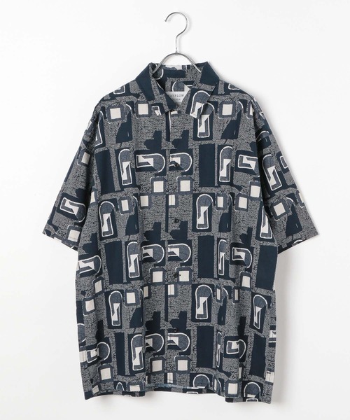 BAYFLOW（ベイフロー）の「[夏でも羽織りやすい]レトロパターン半袖柄シャツ（シャツ/ブラウス・メンズ・ネイビー/ブラック/ブラウン・MEDIUM/LARGE）」の7枚目の写真