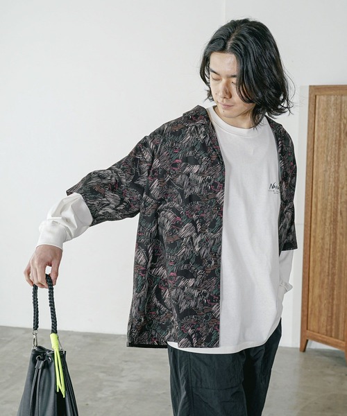 BAYFLOW（ベイフロー）の「[夏でも羽織りやすい]レトロパターン半袖柄シャツ（シャツ/ブラウス・メンズ・ネイビー/ブラック/ブラウン・MEDIUM/LARGE）」の22枚目の写真