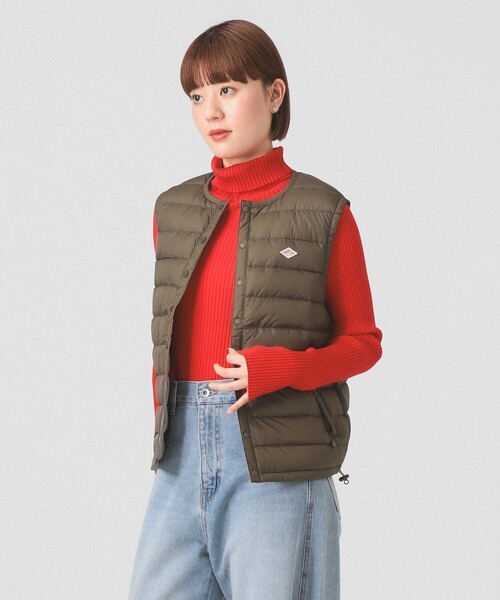 DANTON(ダントン)の「DANTON / CREWNECK INNER DOWN VEST(ベスト・レディース・オフホワイト/オリーブ/ブラック・MEDIUM)」の3枚目の写真