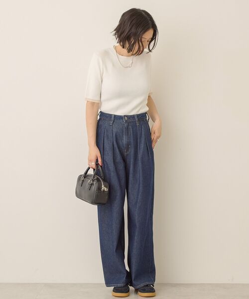 AMERICAN HOLIC(アメリカンホリック)の「袖口バイカラー半袖ニットプルオーバー(ニット/セーター・レディース・ピンク/ネイビー/オフホワイト・L/M)」の16枚目の写真