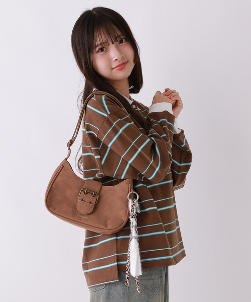 repipi armario（レピピ アルマリオ）の「マルチボーダールーズポロトップス（Tシャツ/カットソー・キッズ・ブラック/アイボリー/ブラウン・MEDIUM/SMALL/LARGE）」の10枚目の写真