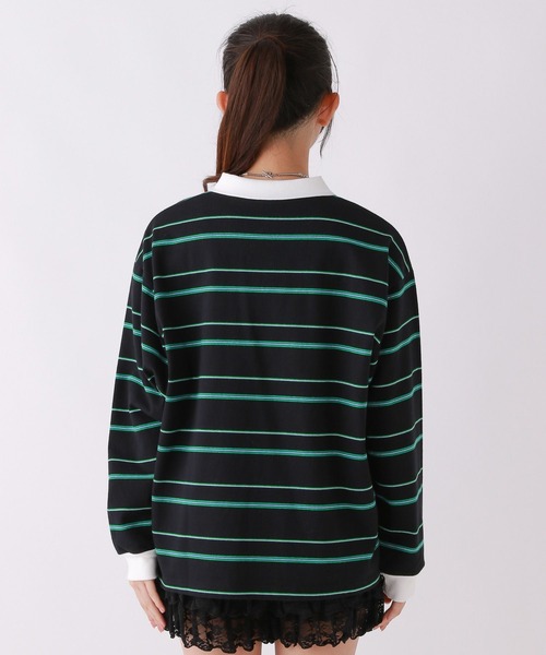 repipi armario（レピピ アルマリオ）の「マルチボーダールーズポロトップス（Tシャツ/カットソー・キッズ・ブラック/アイボリー/ブラウン・MEDIUM/SMALL/LARGE）」の13枚目の写真