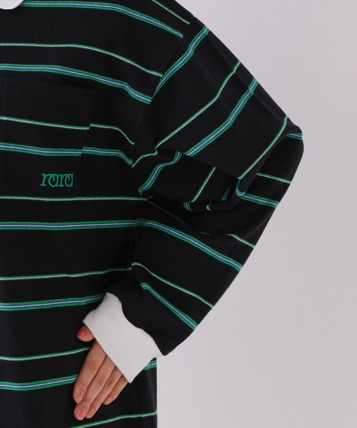 repipi armario（レピピ アルマリオ）の「マルチボーダールーズポロトップス（Tシャツ/カットソー・キッズ・ブラック/アイボリー/ブラウン・MEDIUM/SMALL/LARGE）」の15枚目の写真