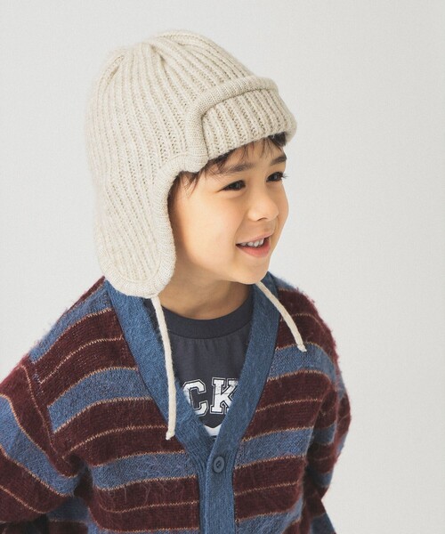 B:MING by BEAMS（ビーミングバイビームス）の「ニット アビエイター キャップ 2025FW（キャップ・キッズ・ホワイト系その他5/ライトブラウン・ONE SIZE）」の4枚目の写真