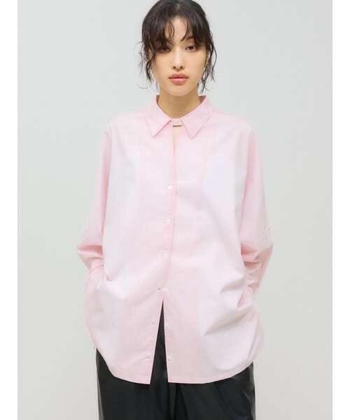 MIDIUMISOLID（ミディウミソリッド）の「MIDIUMISOLID for Ladies スキッパーポンチョシャツ（シャツ/ブラウス・レディース・オフホワイト/ピンク/ライトブルー/ブラック・FREE）」の4枚目の写真