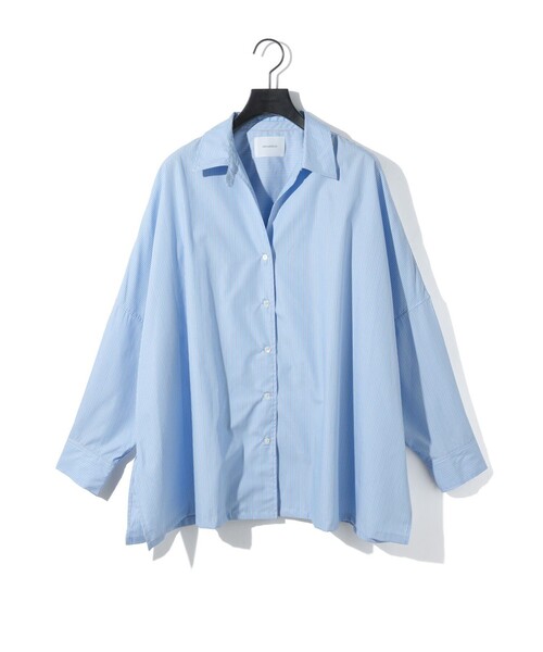 MIDIUMISOLID（ミディウミソリッド）の「MIDIUMISOLID for Ladies スキッパーポンチョシャツ（シャツ/ブラウス・レディース・オフホワイト/ピンク/ライトブルー/ブラック・FREE）」の3枚目の写真
