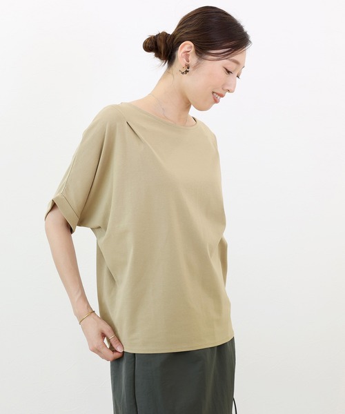 Aletta vita(アレッタビータ)の「汗染み防止加工タック使いドルマンプルオーバー(Tシャツ/カットソー・レディース・モカ/ブラック/グレー・M)」の1枚目の写真