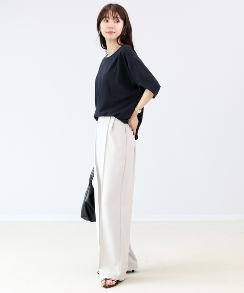 Aletta vita(アレッタビータ)の「汗染み防止加工タック使いドルマンプルオーバー(Tシャツ/カットソー・レディース・モカ/ブラック/グレー・M)」の9枚目の写真