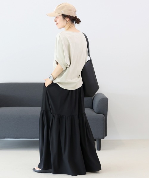 Aletta vita(アレッタビータ)の「汗染み防止加工タック使いドルマンプルオーバー(Tシャツ/カットソー・レディース・モカ/ブラック/グレー・M)」の20枚目の写真