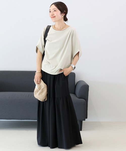 Aletta vita(アレッタビータ)の「汗染み防止加工タック使いドルマンプルオーバー(Tシャツ/カットソー・レディース・モカ/ブラック/グレー・M)」の14枚目の写真