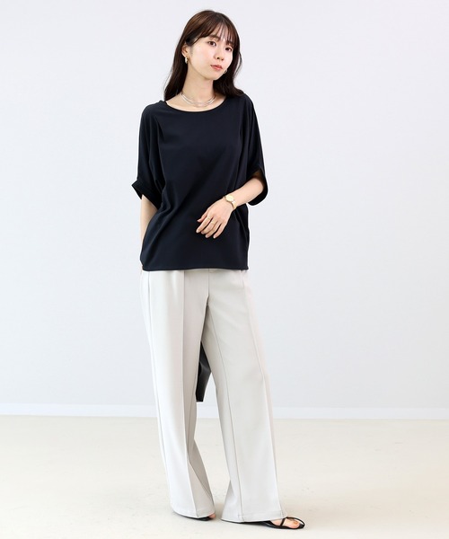 Aletta vita(アレッタビータ)の「汗染み防止加工タック使いドルマンプルオーバー(Tシャツ/カットソー・レディース・モカ/ブラック/グレー・M)」の7枚目の写真